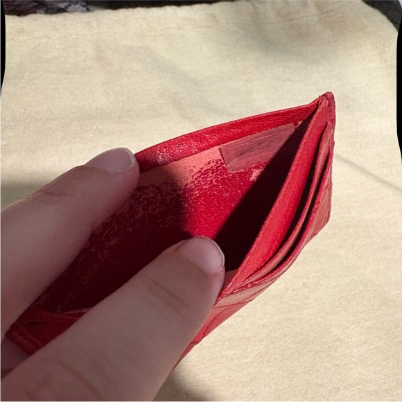 Authentic CHANEL Red Quilted Lambskin Leather Card Holder - Picture 9 of 10